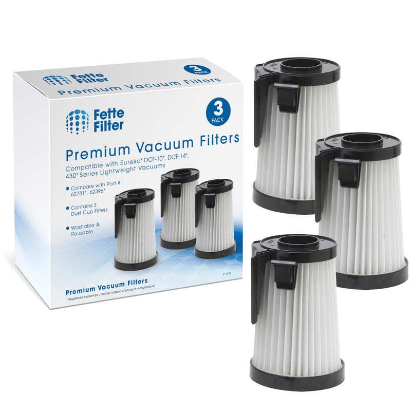 Fette Filter - Dust Cup Filter Compatible with Eureka DCF-10, DCF-14. Compare to Part # 62731, 62396. Pack of 3 - Image 1